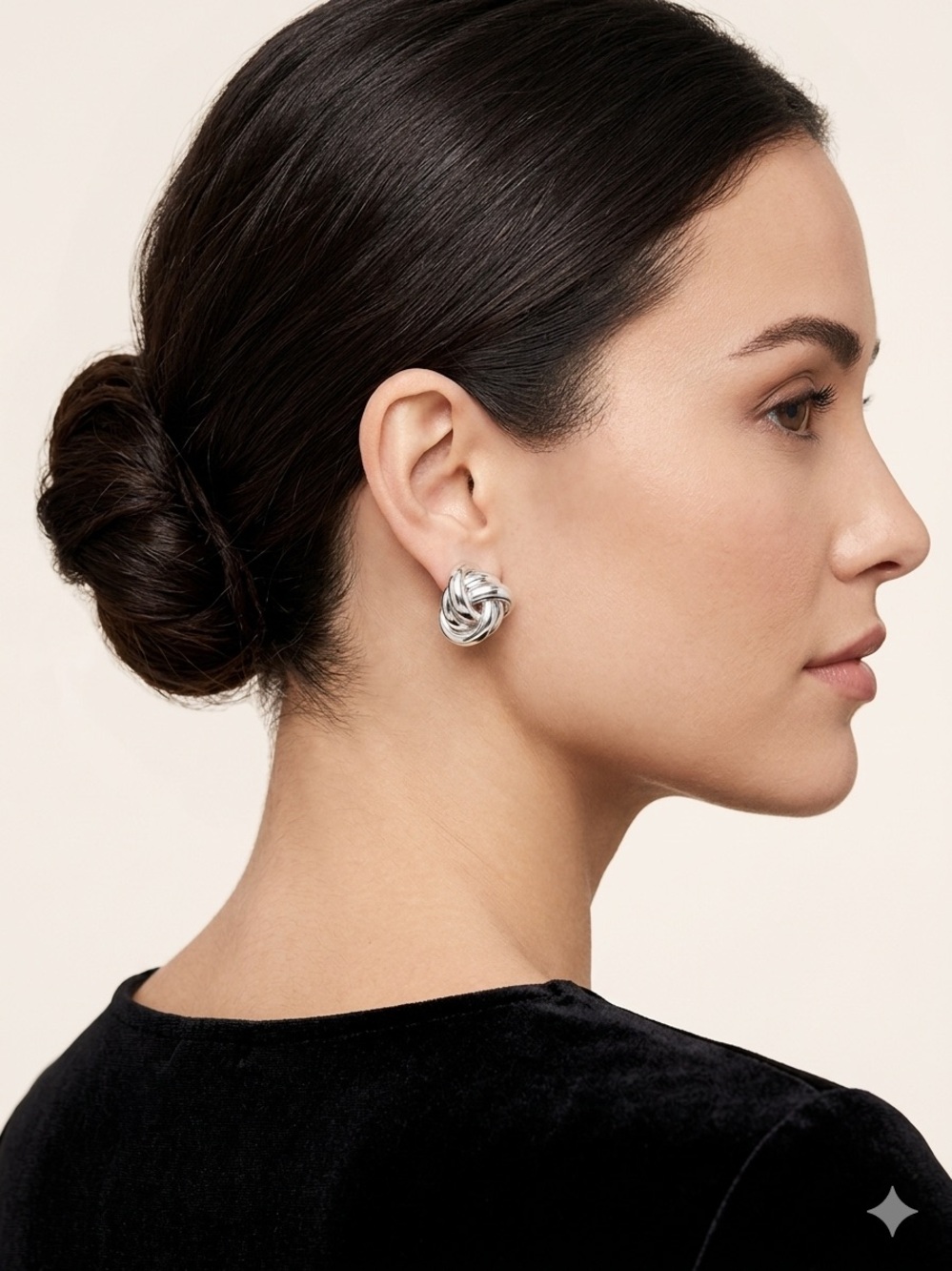Jessica Simpson Polished Silver Knot Stud Earrings